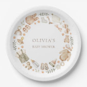 Boho男女兼用ヴィンテージ赤ちゃん服シャワー ペーパープレート (正面)