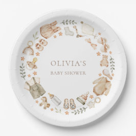 Boho男女兼用ヴィンテージ赤ちゃん服シャワー ペーパープレート