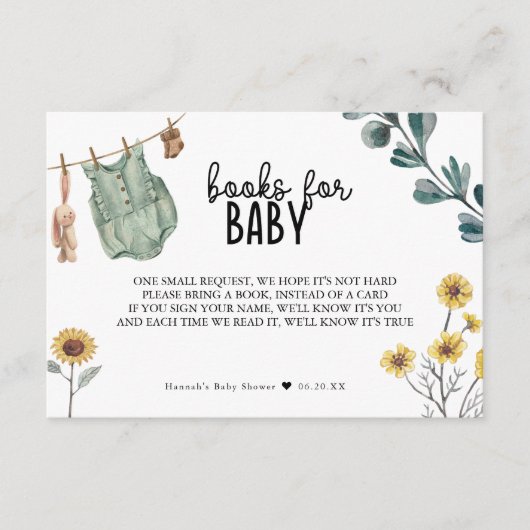 Boho男女兼用赤ちゃんシャワーベビー本 エンクロージャーカード (正面)