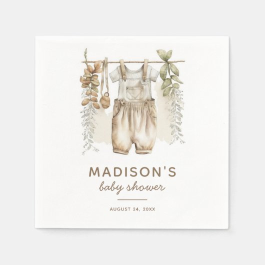 Boho男女兼用 Baby Clothes赤ちゃんシャワー スタンダードカクテルナプキン (正面)