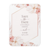 Boho白とピンクのバラは日付カードを保存 マグネット (縦)