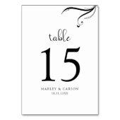 Boho白と黒のエレガントなウェディングモダン テーブルナンバー (正面)