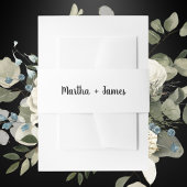 Boho白スタイリッシュと黒のカスタムウェディング 招待状ベリーバンド