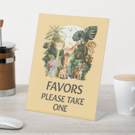 Boho白ベージュのジャングル動物がテーブルを好む 台座サイン