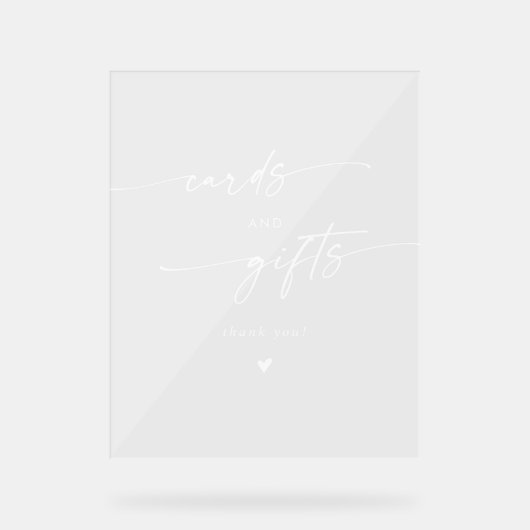 Boho白モダンい澄んウェディングカードとプレゼント アクリルサイン (正面)