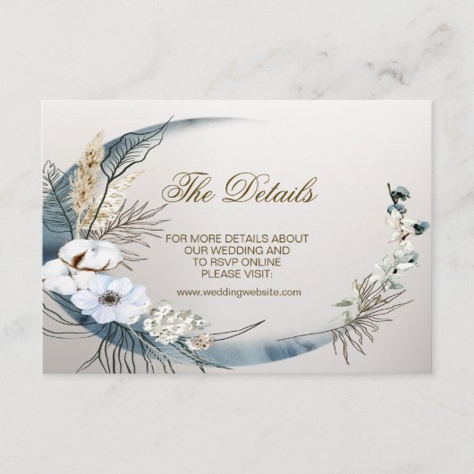 Boho白結婚蘭の花ブルームーンパーティー エンクロージャーカード (正面)