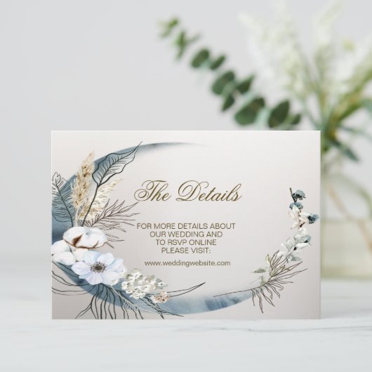 Boho白結婚蘭の花ブルームーンパーティー エンクロージャーカード (スタンド正面)