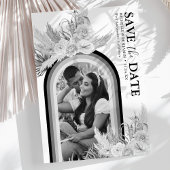 Boho白黒フローラ写真Save The Date セーブザデート