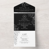 Boho白黒モノグラム結婚ズ オールインワン招待状 (内側)