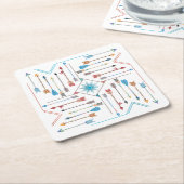 Boho矢印とSun V11 Sq ID748 スクエアペーパーコースター (アングル)