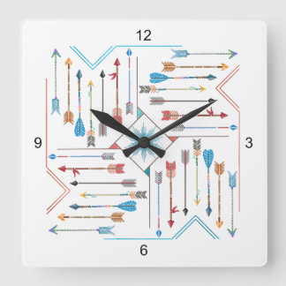 Boho矢印とSun V11 Sq ID748 スクエア壁時計