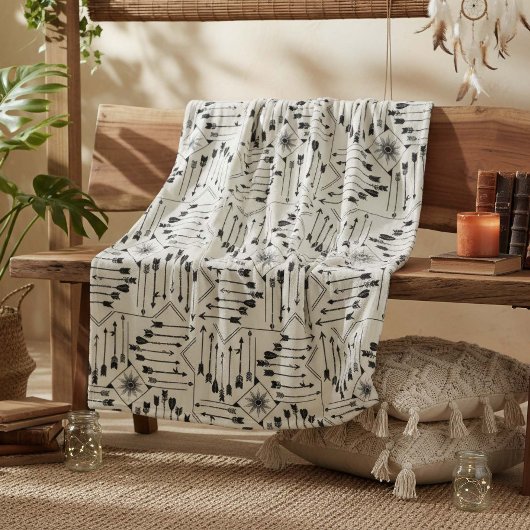 Boho矢印とSun V12 ID748 フリースブランケット