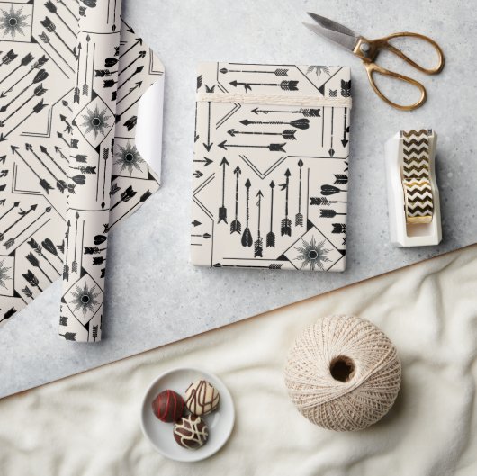 Boho矢印とSun V12 ID748 ラッピングペーパー (クラフト)