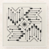 Boho矢印とSun V12 Sq ID748 ガラスコースター (正面)