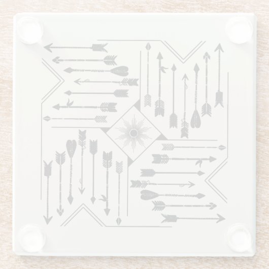Boho矢印とSun V12 Sq ID748 ガラスコースター (裏面)