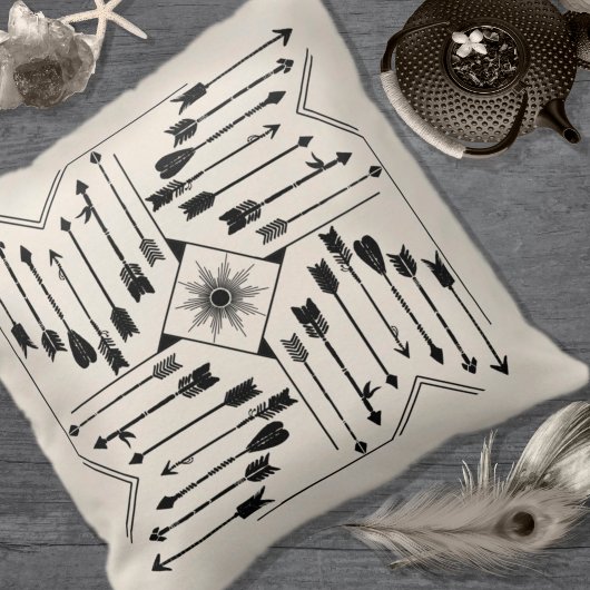 Boho矢印とSun V12 Sq ID748 クッション