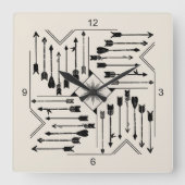 Boho矢印とSun V12 Sq ID748 スクエア壁時計 (正面)
