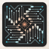 Boho矢印とSun V1 ID748 スクエアペーパーコースター (正面)