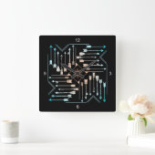 Boho矢印とSun V1 ID748 スクエア壁時計 (ホーム)