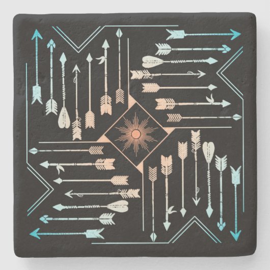 Boho矢印とSun V1 ID748 ストーンコースター (正面)