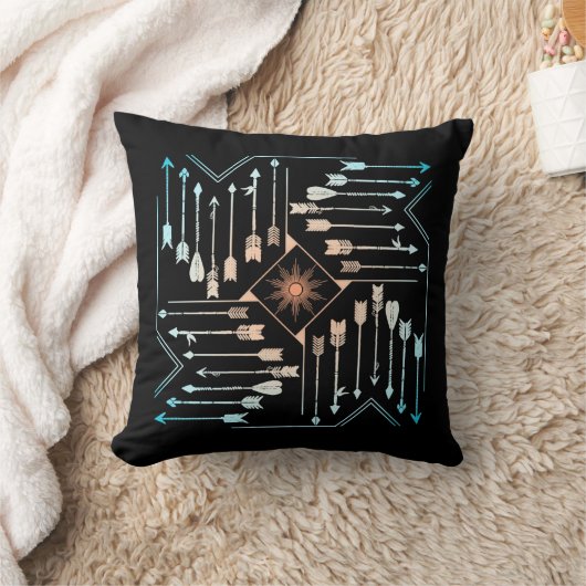 Boho矢印とSun V1 Sq ID748 クッション (ブランケット)