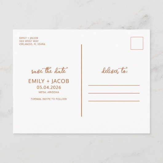 Boho砂漠の予算の結婚式の日付を保存 案内ポストカード (裏面)