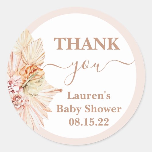 Boho砂漠の赤ちゃんシャワーラウンドステッカー ラウンドシール (正面)