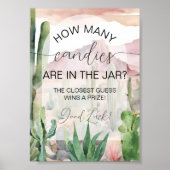 Boho砂漠サボテン赤ちゃんシャワーキャンディ推測ゲーム ポスター (正面)