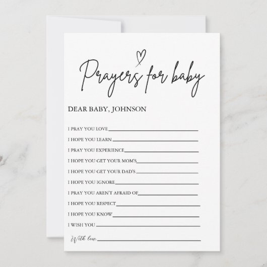 Boho祈りの言葉ベビーが赤ちゃんのシャワーを望む 招待状 (正面)