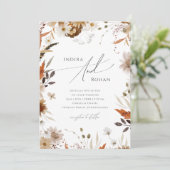 Boho秋のワイルドフラワーQRコード結婚すべて 招待状 (スタンド正面)