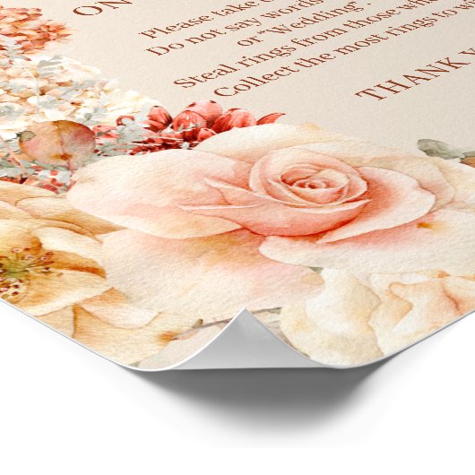 Boho秋の庭のスパイスオレンジその上にリングを置く ポスター (角)