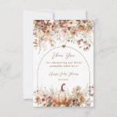 Boho秋の愛ワイルドフラワーベビーシャワー サンキューカード (正面)