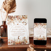 Boho秋の愛ワイルドフラワーベビーシャワー 招待状