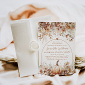 Boho秋の愛ワイルドフラワーベビーシャワー 招待状