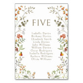 Boho秋の牧草地の花の結婚式のテーブル番号 テーブルナンバー (正面)