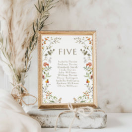 Boho秋の牧草地の花の結婚式のテーブル番号 テーブルナンバー