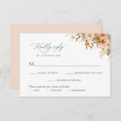 boho秋の秋花模様食事の選択RSVPカード 出欠カード (正面/裏面)