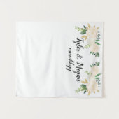 Boho秋の結婚式Backdrop、金ゴールドホワイト結婚ズ12月 タペストリー (正面(横))