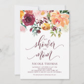 Boho秋の花ガーランド文字ベビーシャワー 招待状 (正面)