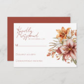 Boho秋エレガントフローラウェディングRSVPカード 出欠カード (正面/裏面)
