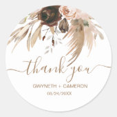 Boho秋カボチャのシャワーありがとう ラウンドシール (正面)