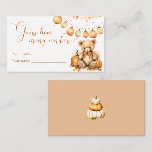 Boho秋クマ赤ちゃんシャワー推測どのくらいのお菓子 エンクロージャーカード (正面/裏面)