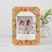 Boho秋フローラアーチ写真誕生発表 招待状 (スタンド正面)