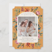 Boho秋フローラアーチ写真誕生発表 招待状 (正面)