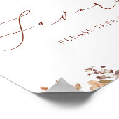 Boho秋フローラベビーシャワー好意サイン ポスター (角)