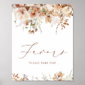 Boho秋フローラベビーシャワー好意サイン ポスター (正面)