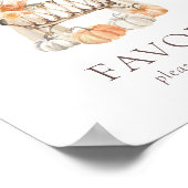 Boho秋フローラベビーシャワー好意サイン ポスター (角)