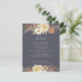 BOHO秋フローラリーフ海軍ブルーウォーター色の花 エンクロージャーカード (スタンド正面)