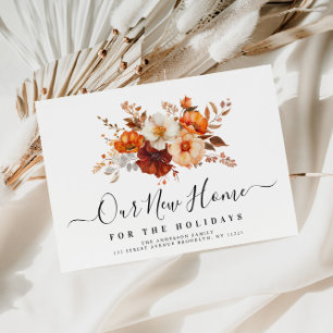 Boho秋フローラ新しいアドレス ポストカード