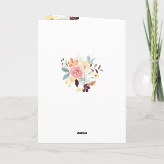 Boho秋フローラ水彩誕生日7フォトグリッド カード (裏面)